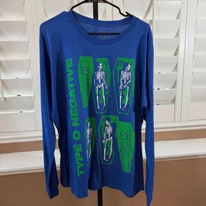 New Type O Negative Blue Long Sleeve Shirt Sz XL Goth Metal 90s Grunge Tee